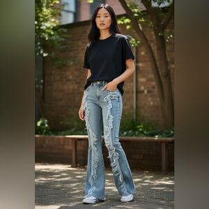 Oli & Hali Light Blue Frayed Flare Jeans